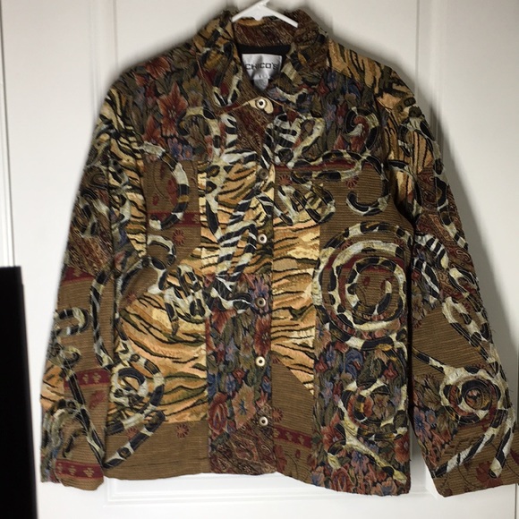 Chico‘s 2 multicolor tapestry jacket L - Picture 1 of 4